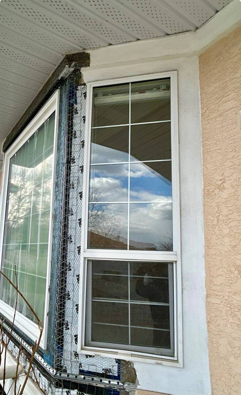 Stucco window damage warning signs Calgary home