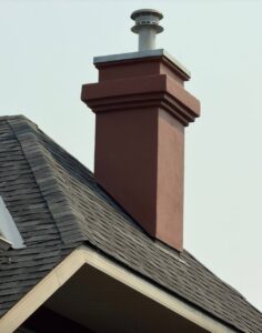 Completed Calgary chimney stucco repair with rebuilt decorative details
