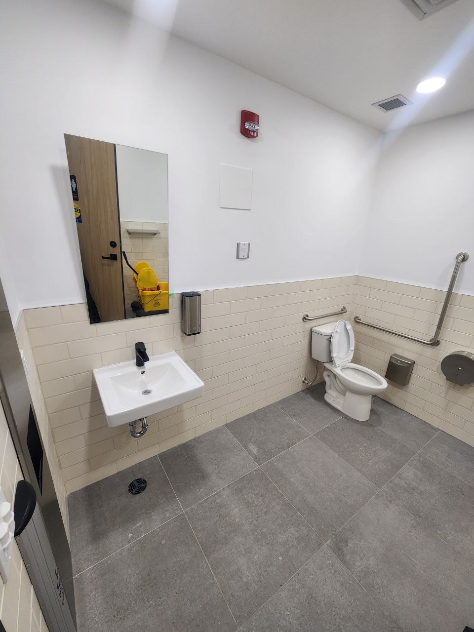 Commercial bakery accessible washroom plumbing