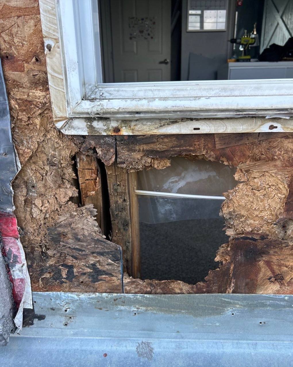 Wall area exposed during the window project